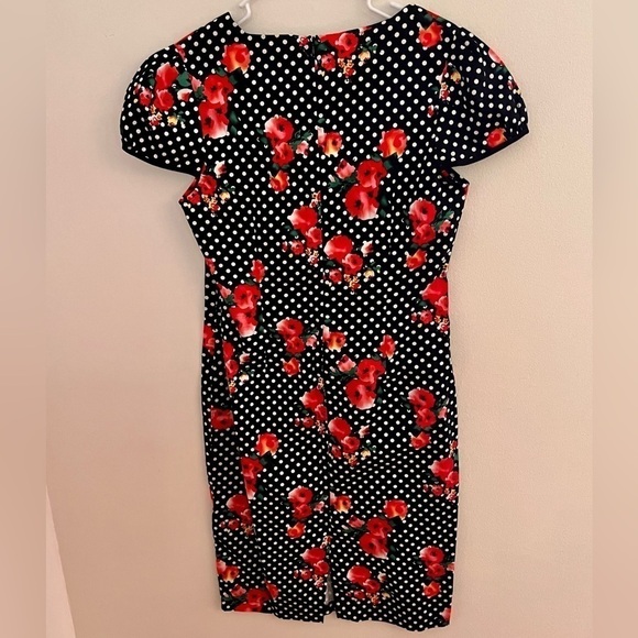 VOODOO VIXEN Size XL Black Red Polka Dot Floral PIN UP SWING ROCKABILLY DRESS - Picture 5 of 6